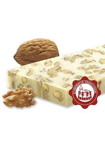 Turrón de mazapán con nueces y nata (nuez 15%) (nata 1%). Calidad Suprema. Peso neto 500g - Imagen 2