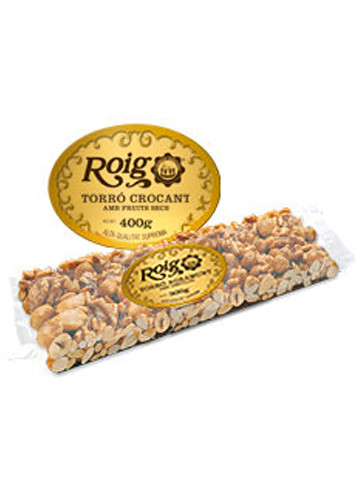 Turrón de crocant con frutos secos (frutos secos 64%). Calidad Suprema. Peso neto 400g