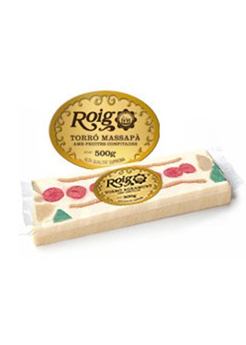 Turrón de mazapán con frutas confitadas (frutas confitadas 25%). Calidad Suprema. Peso neto 500g